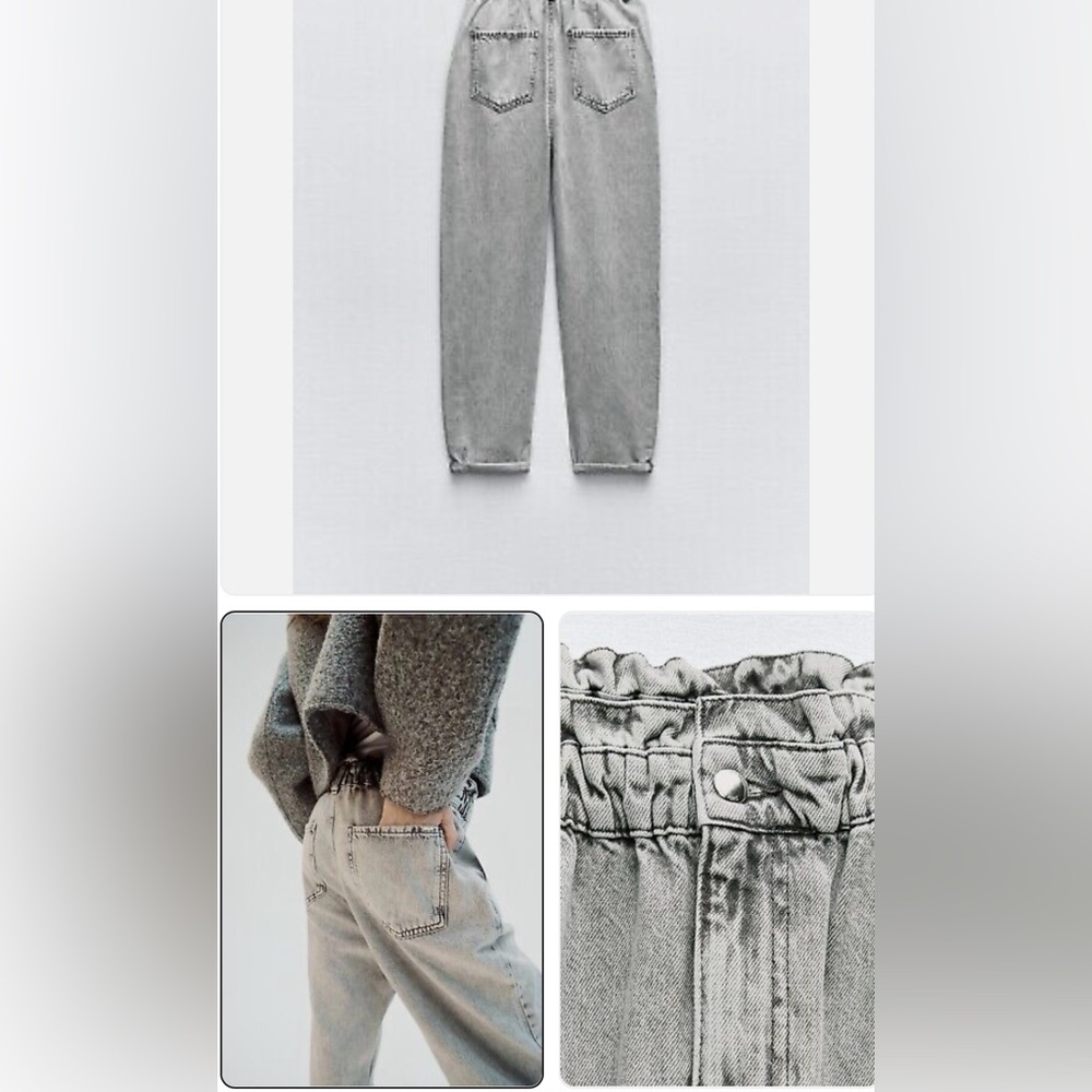 Zara paper baggy jeans 
High rise 
size 6
Grey